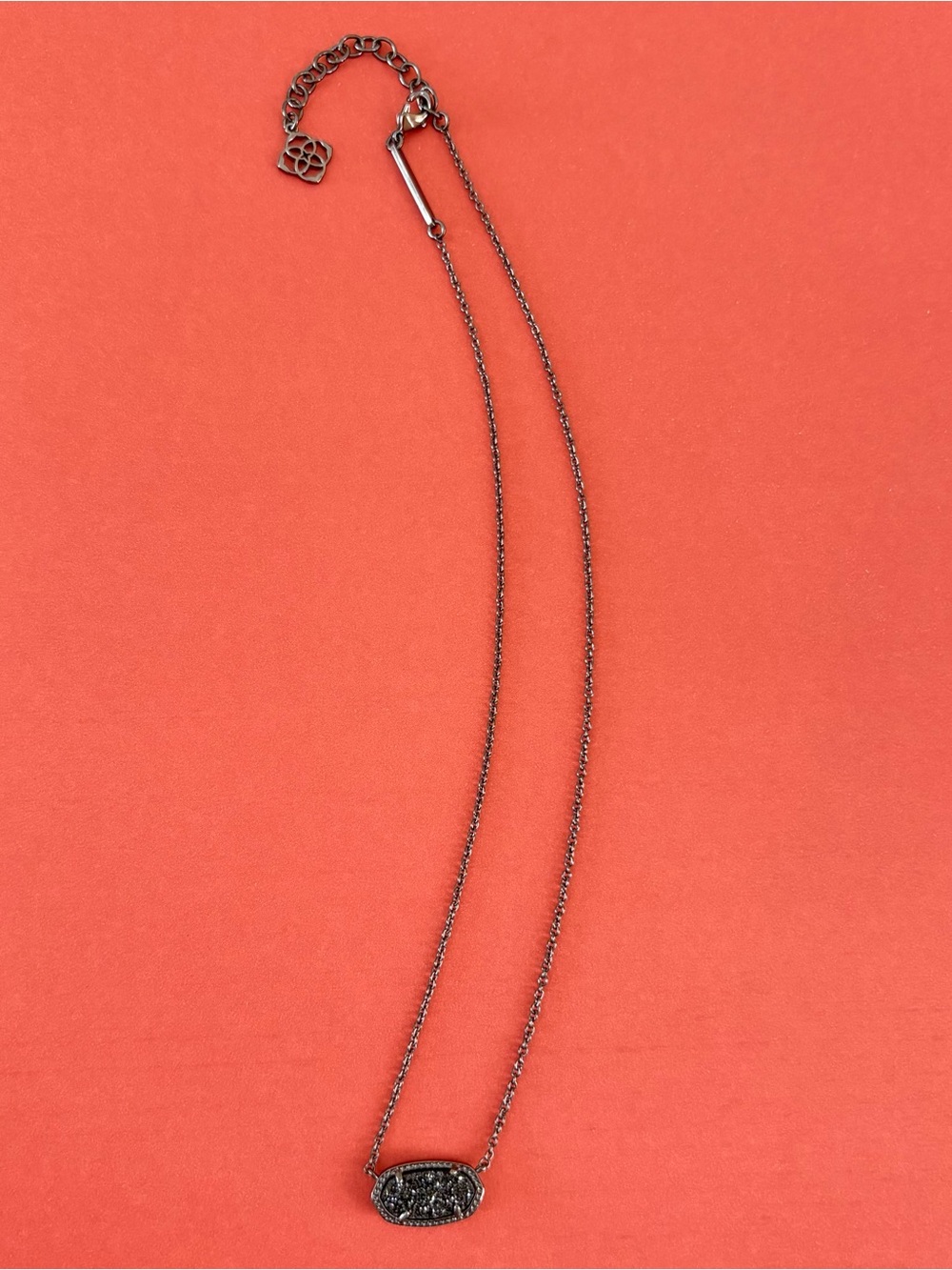 Kendra Scott Black Druzy Pendant Necklace